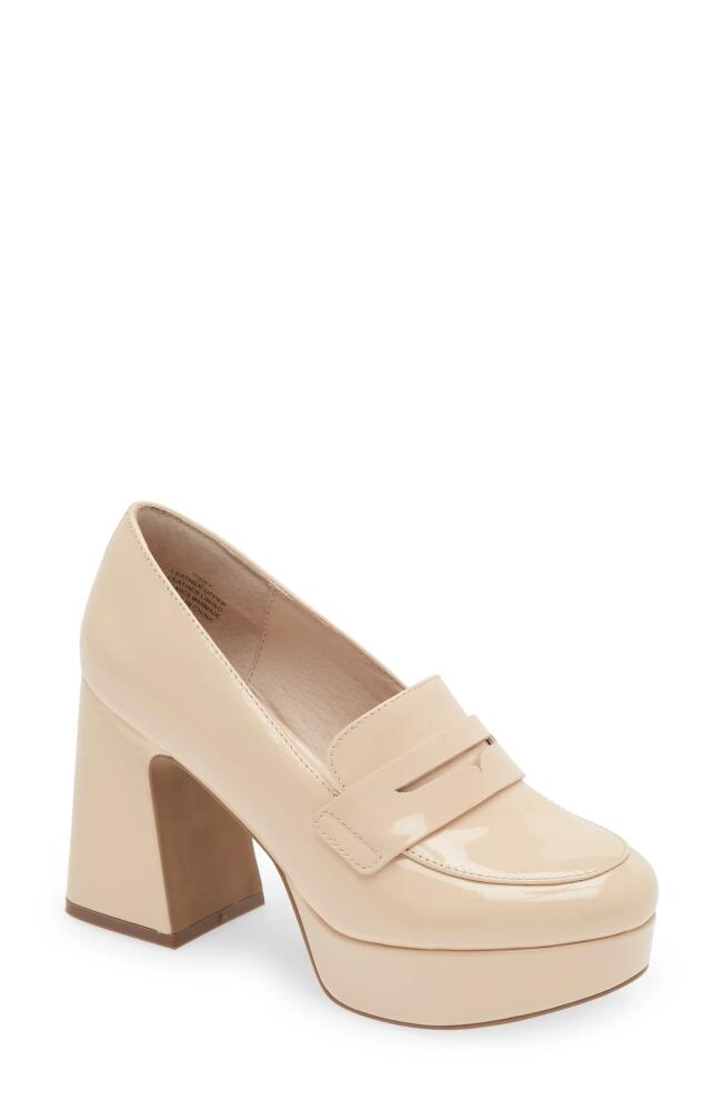 Cecelia New York Pinky Platform Penny Loafer in Beige Patent Cover