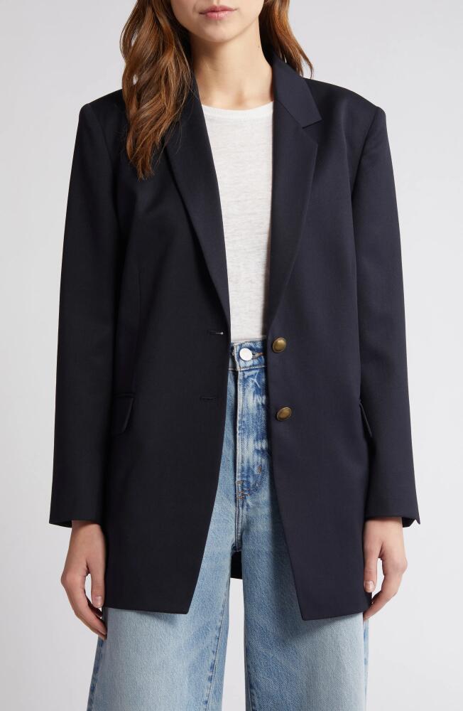 FRAME The Oversize Wool Blend Blazer in Navy Cover