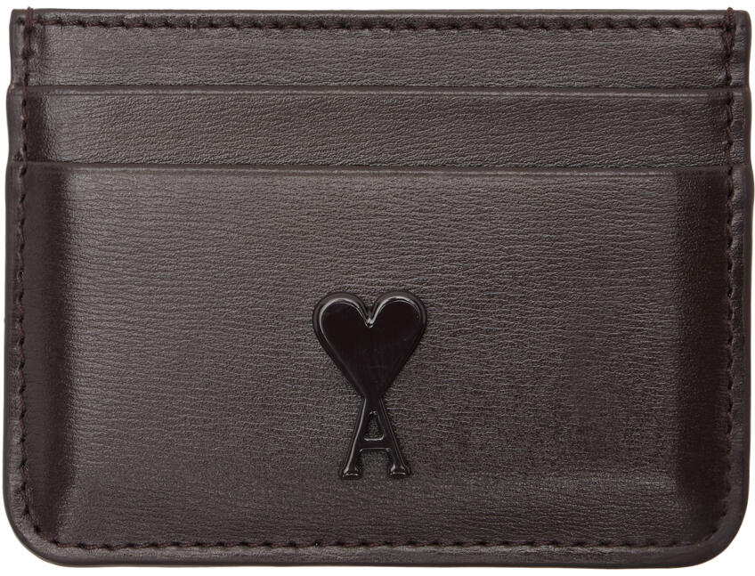 AMI Paris Brown Ami de Cœur Card Holder Cover