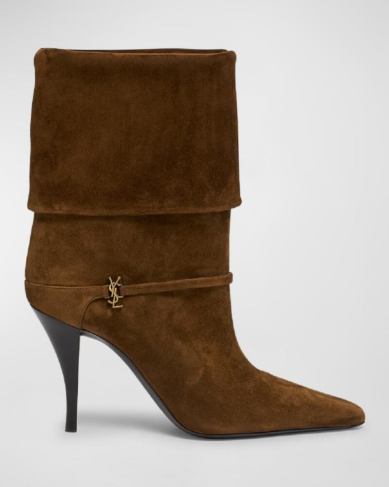 Saint Laurent Niki Suede YSL Stiletto Ankle Booties Cover