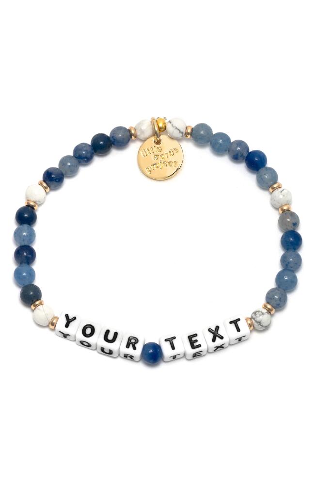 Little Words Project Bluestone Custom Beaded Stretch Bracelet in Blue White Cover