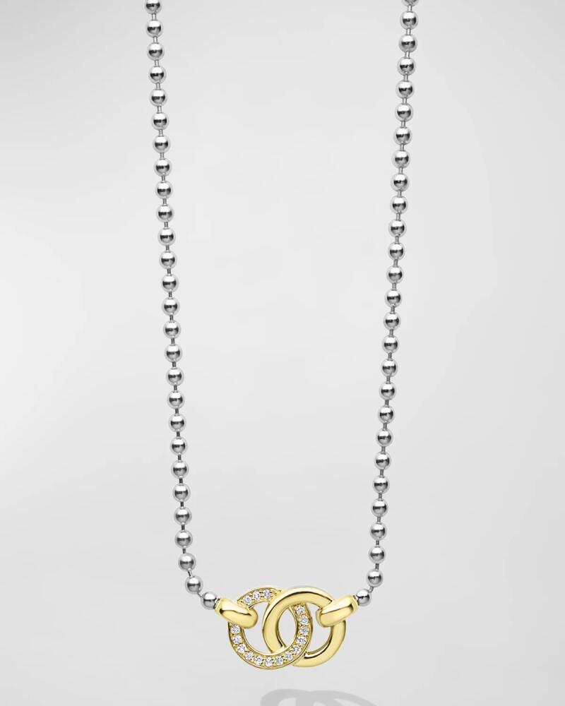 LAGOS Signature Caviar Two-Tone Diamond Interlocking Link Necklace Cover