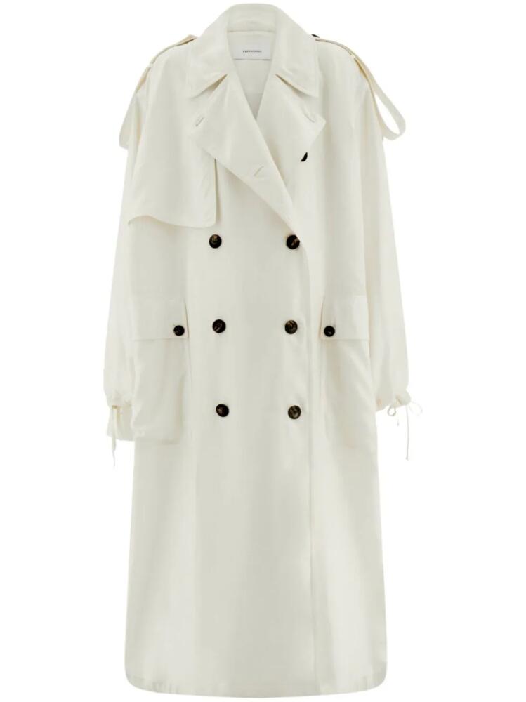 Ferragamo double-breasted silk trench coat - White Cover