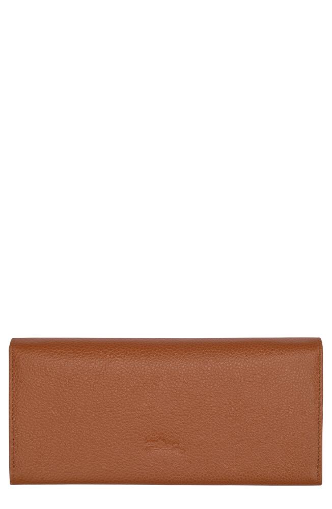 Longchamp Le Foulonne Leather Continental Wallet in Caramel Cover