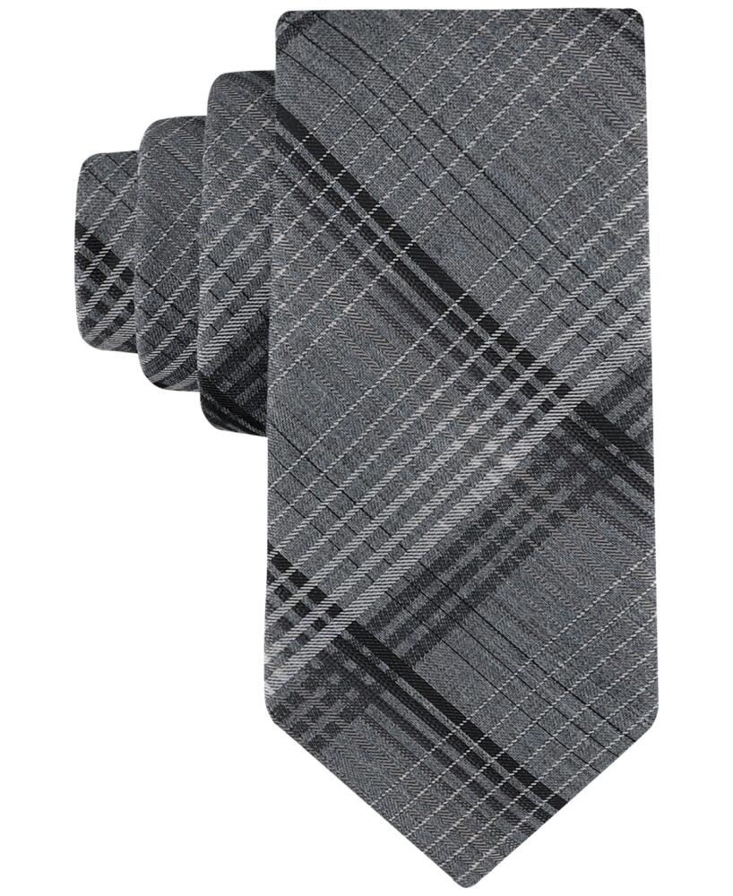 Calvin Klein Men's Lake Plaid Tie - Charcoal Black Cover