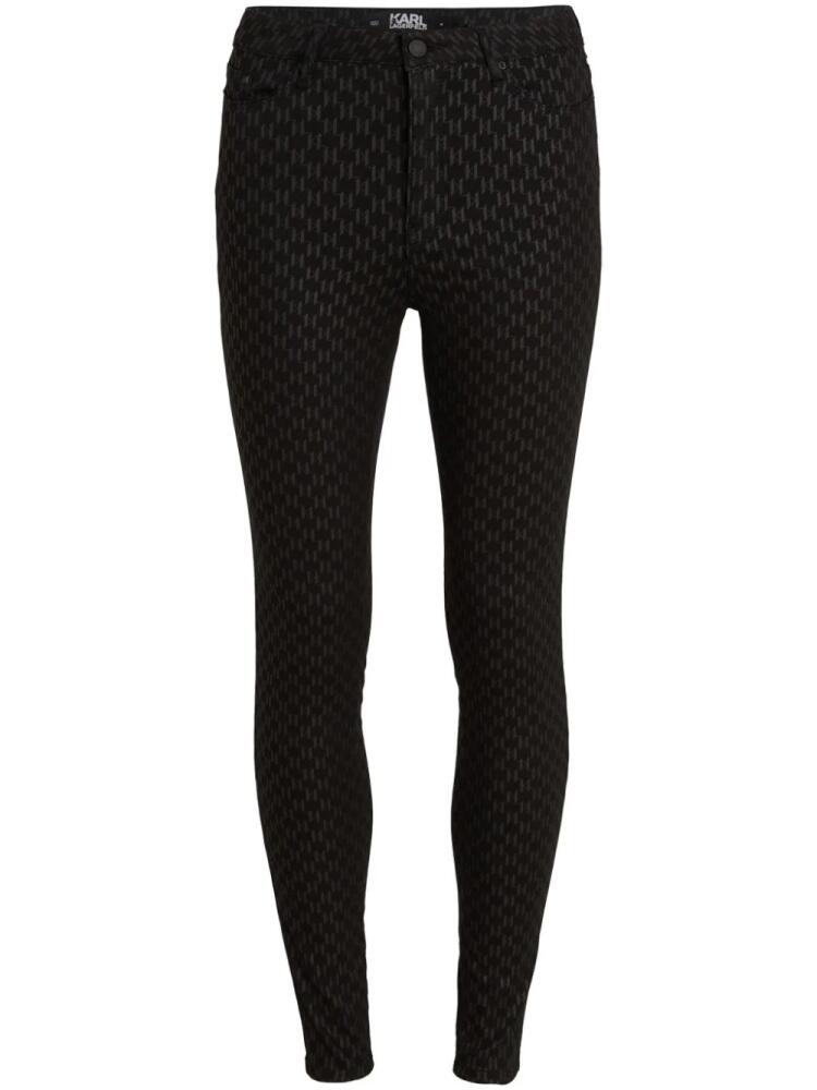 Karl Lagerfeld monogram-print shimmer skinny jeans - Black Cover