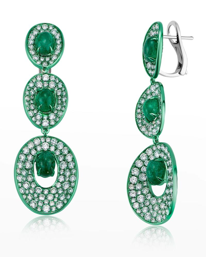 Graziela Gems Green Rhodium, Emerald and Diamond Drop Earrings Cover