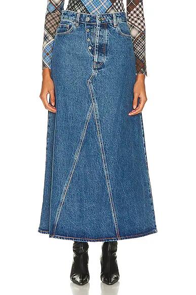 Ganni Denim Maxi Skirt in Blue Cover