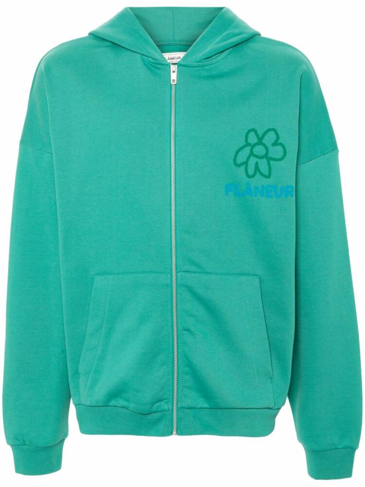 FLÂNEUR Flower zip-up hoodie - Green Cover