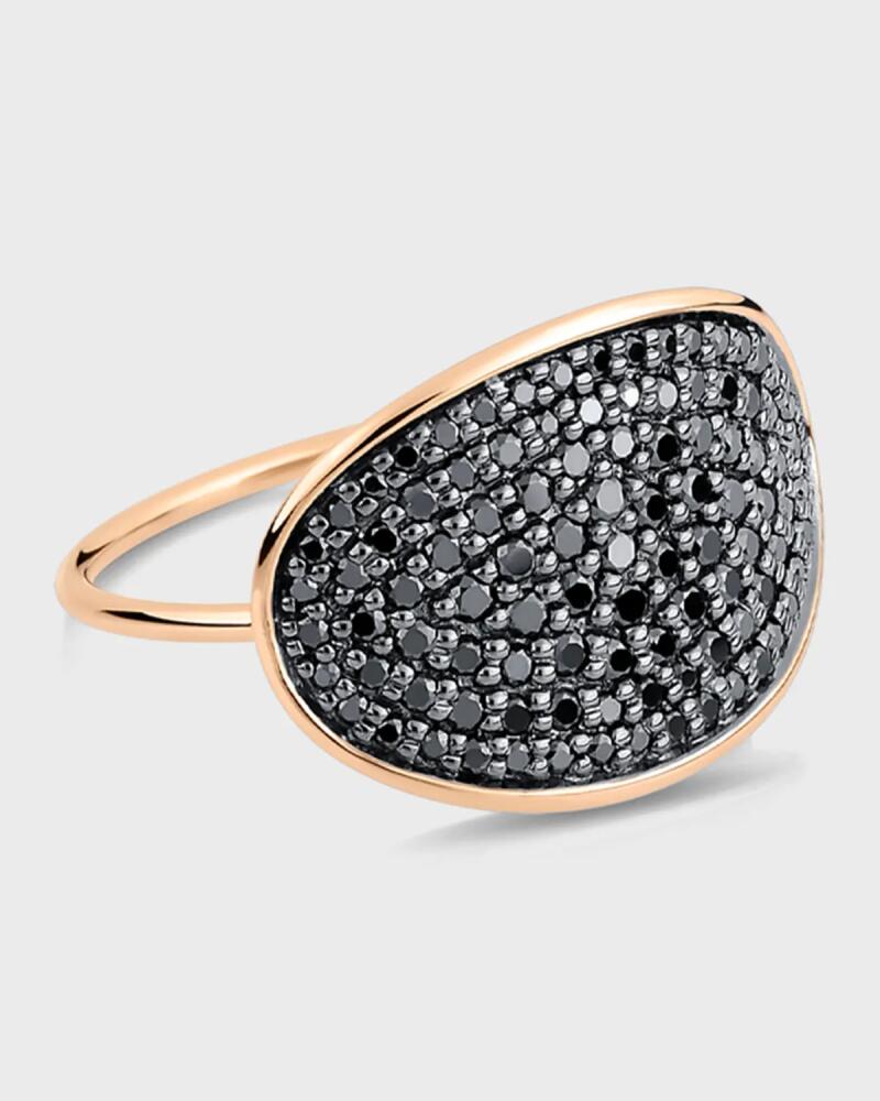 GINETTE NY 18k Gold Black Diamond Large Sequin Ring, Size 7 Cover