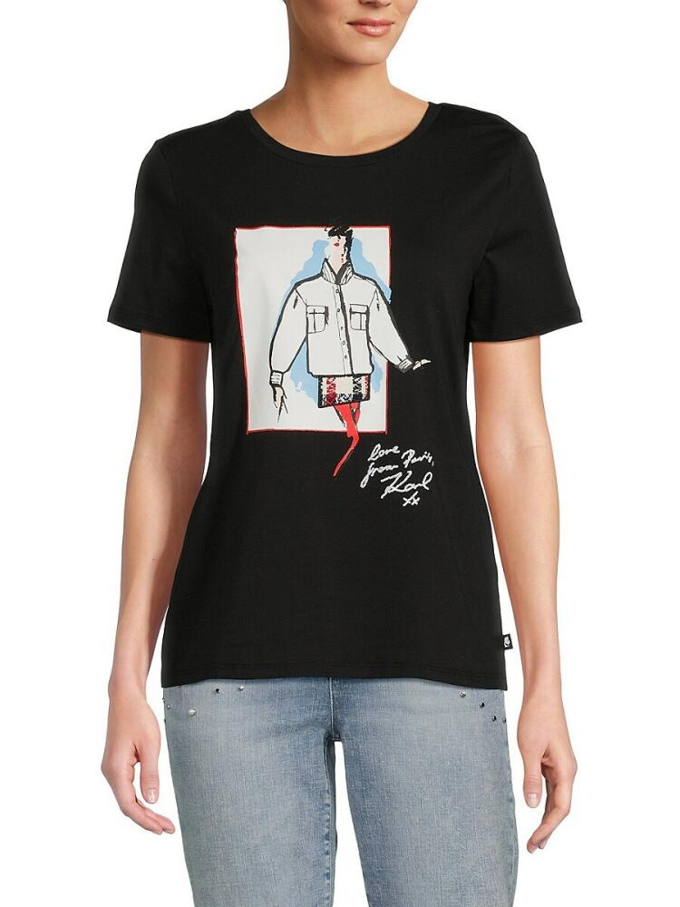 Karl Lagerfeld Paris Women's Graphic Tee - Black Cover