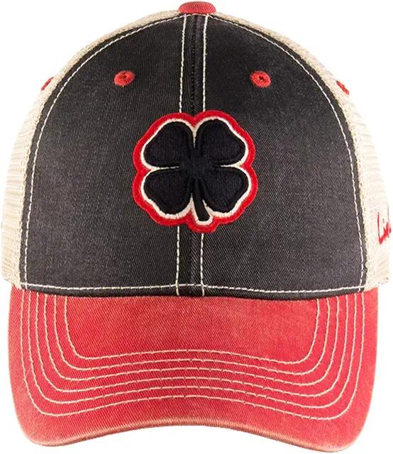 Black Clover Two-Tone Vintage 4 Adjustable Hat (Black Clover/Red Trim/Black/Tan) Baseball Caps Cover