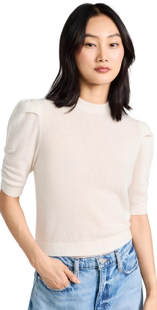 FRAME Ruched Sleeve Cashmere Sweater Cream Cover