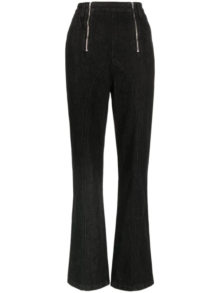 Self-Portrait zip-embellished straight-leg jeans - Black Cover