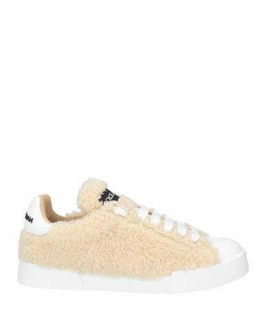 Dolce & gabbana Woman Sneakers Beige Polyester, Calfskin Cover