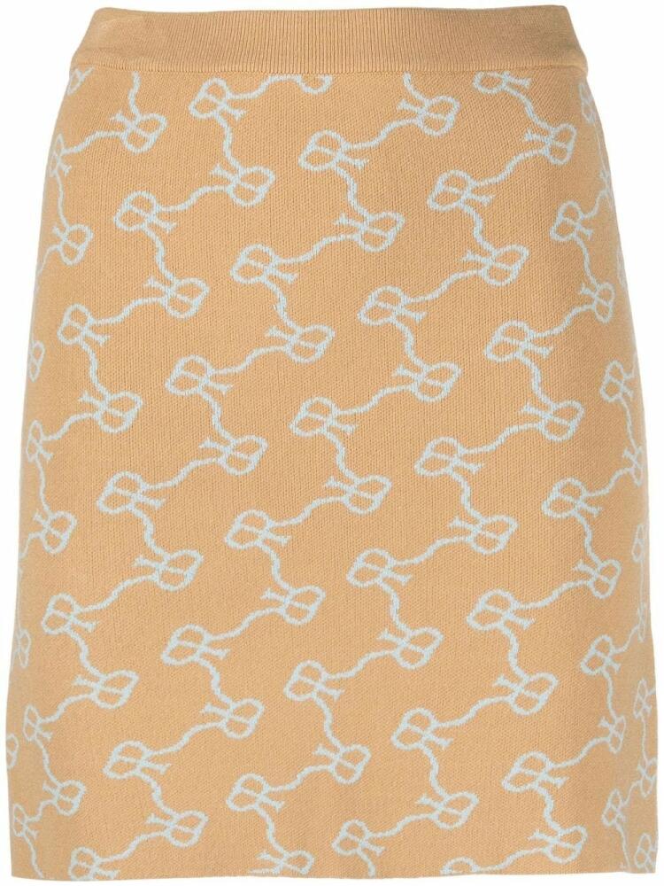 Rokh monogram pattern knitted skirt - Neutrals Cover