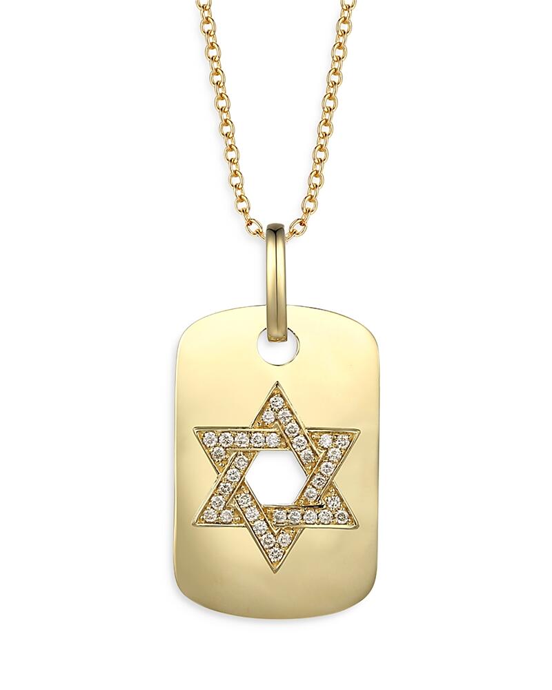 Bloomingdale's Fine Collection Men's Champagne Diamond Star of David Dog Tag Pendant Necklace in 14K Yellow Gold, 0.25 ct. t. w. Cover