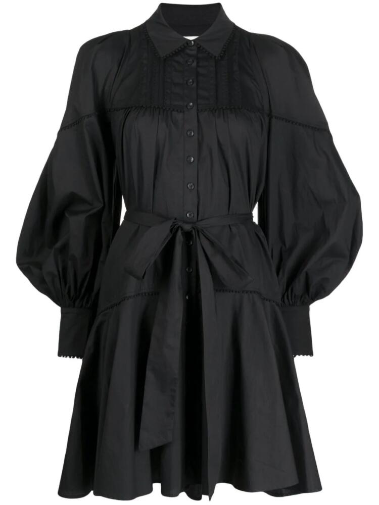 Marchesa Rosa Disa cotton belted-waist minidress - Black Cover