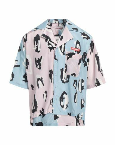 Charles Jeffrey Loverboy Man Shirt Sky blue Silk, Cotton Cover