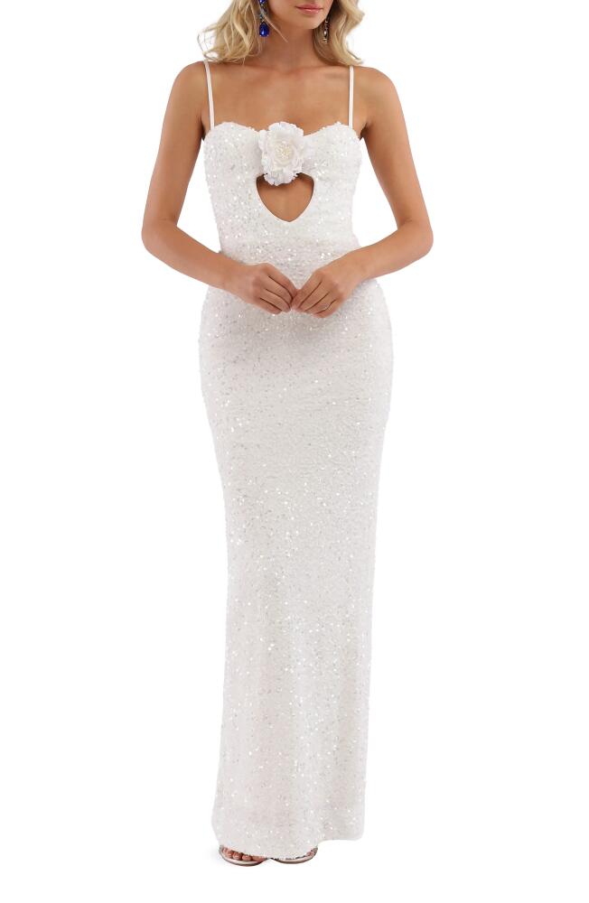 HELSI Lyla Sequin Cutout Gown in White Cover