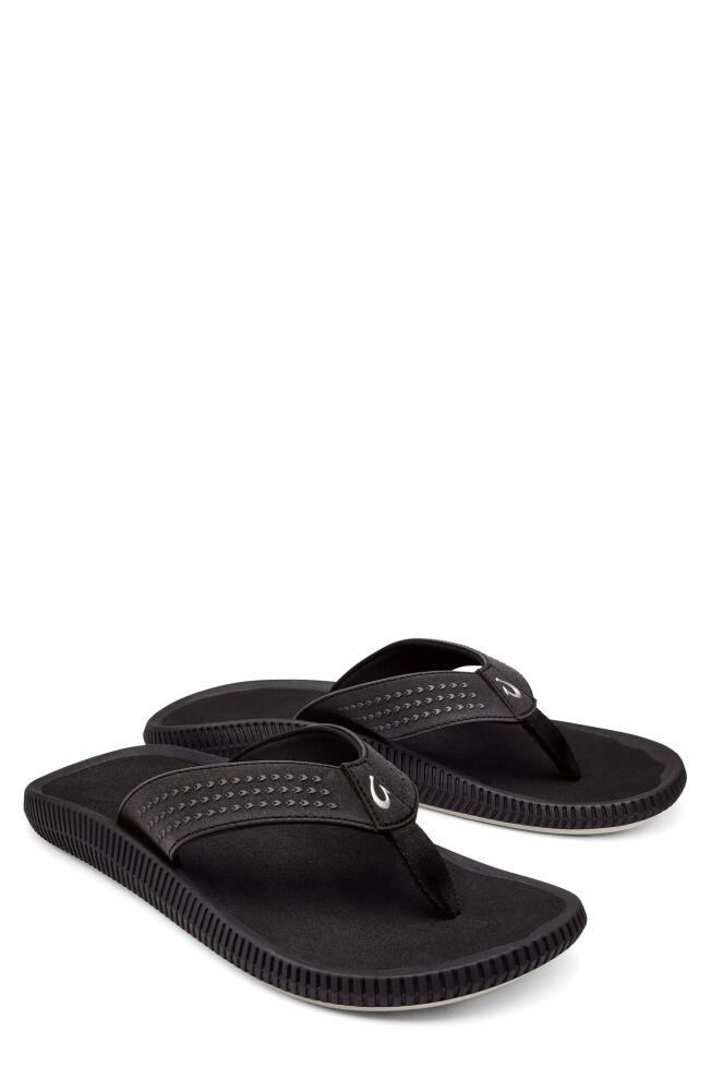 OluKai Ulele Flip Flop in Black /Black Cover