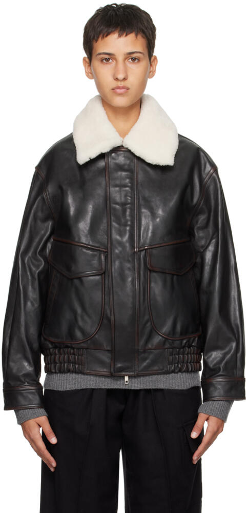 Dunst Brown Zip Leather Jacket Cover