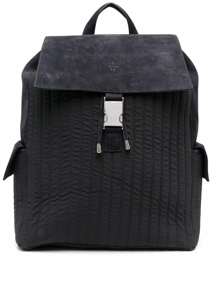 Eleventy embossed-logo suede backpack - Blue Cover