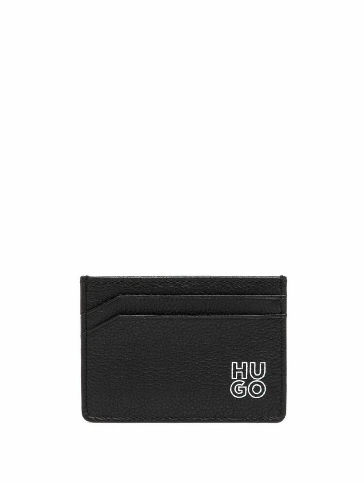 HUGO logo-stamp leather cardholder - Black Cover