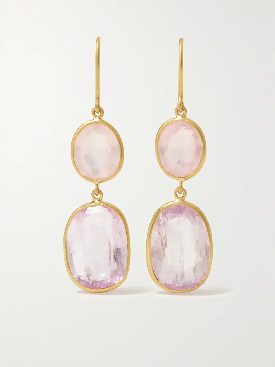 Pippa Small - 18-karat Gold, Kunzite And Rose Quartz Earrings - Purple Cover