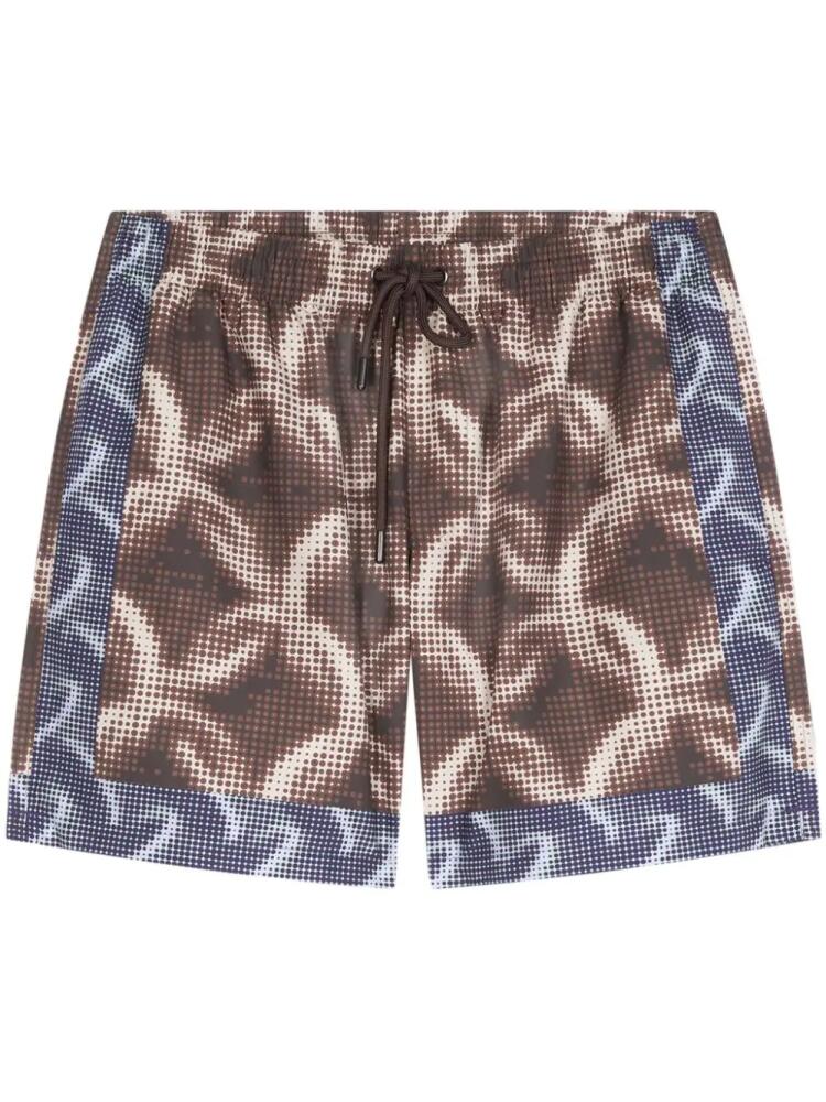 DRIES VAN NOTEN chain-print swim shorts - Brown Cover