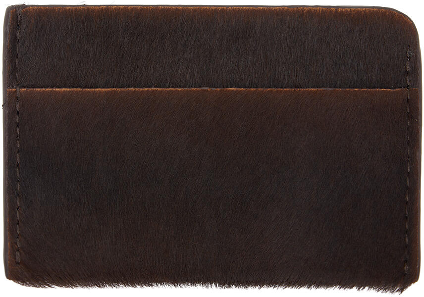 Dries Van Noten Brown Pony Hair Card Holder Cover