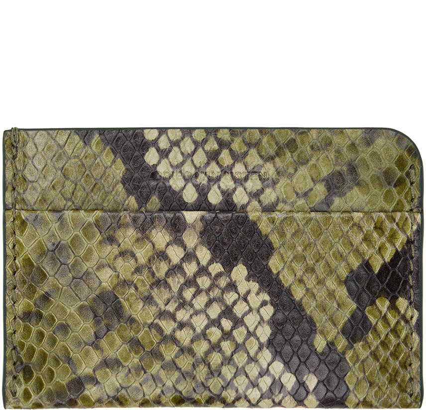 Dries Van Noten Green Snake-Embossed Card Holder Cover