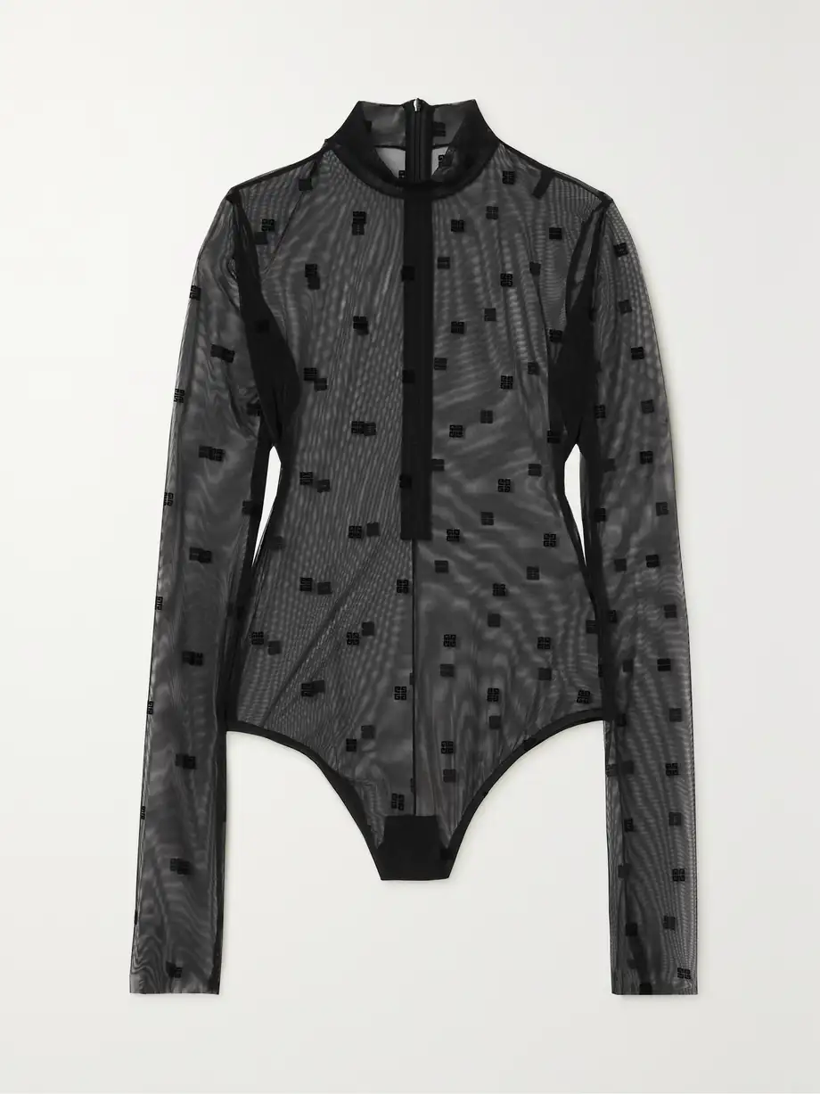 Givenchy - Flocked Tulle Bodysuit - Black Cover