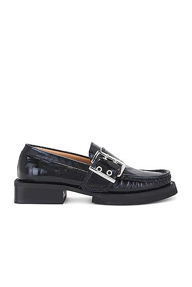 Ganni Buckle Loafer Naplack in Black Cover