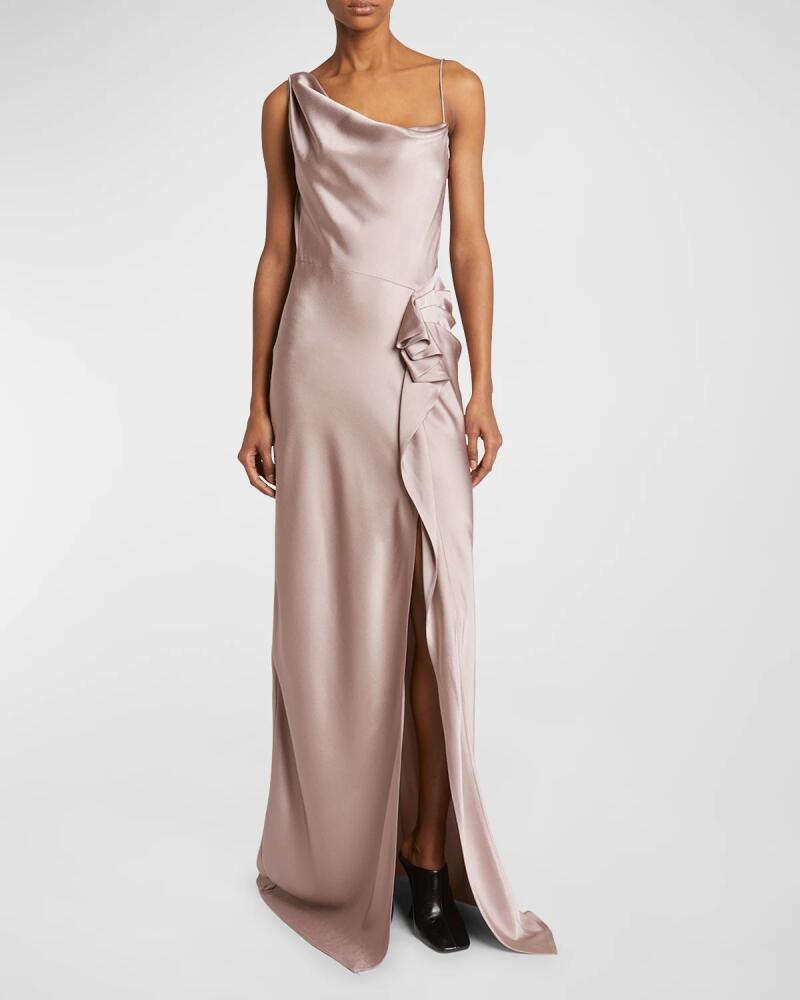 Dries Van Noten Deyon Draped One-Shoulder Gown with Ruffle Detail Cover