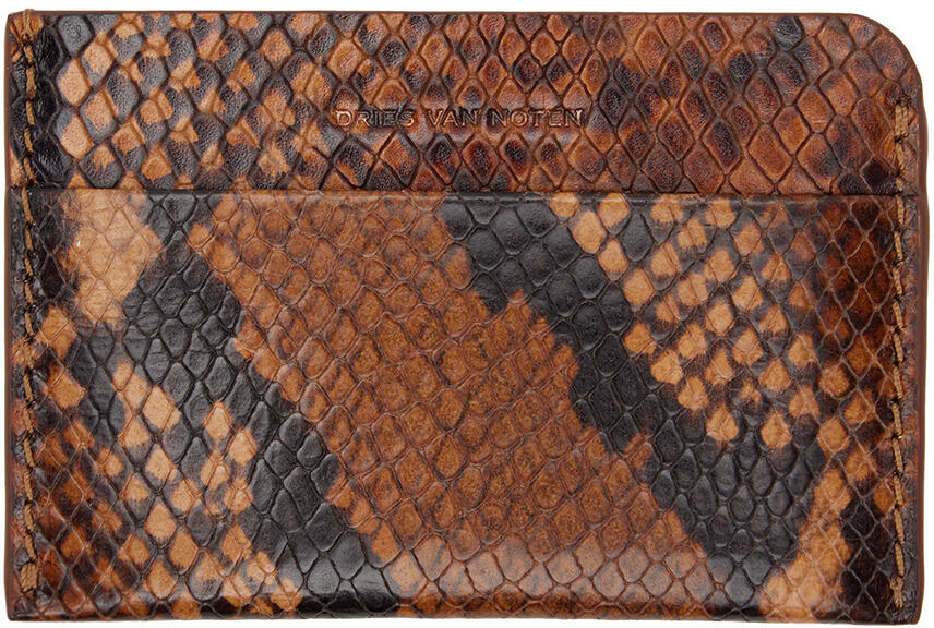 Dries Van Noten Tan Snake-Embossed Card Holder Cover