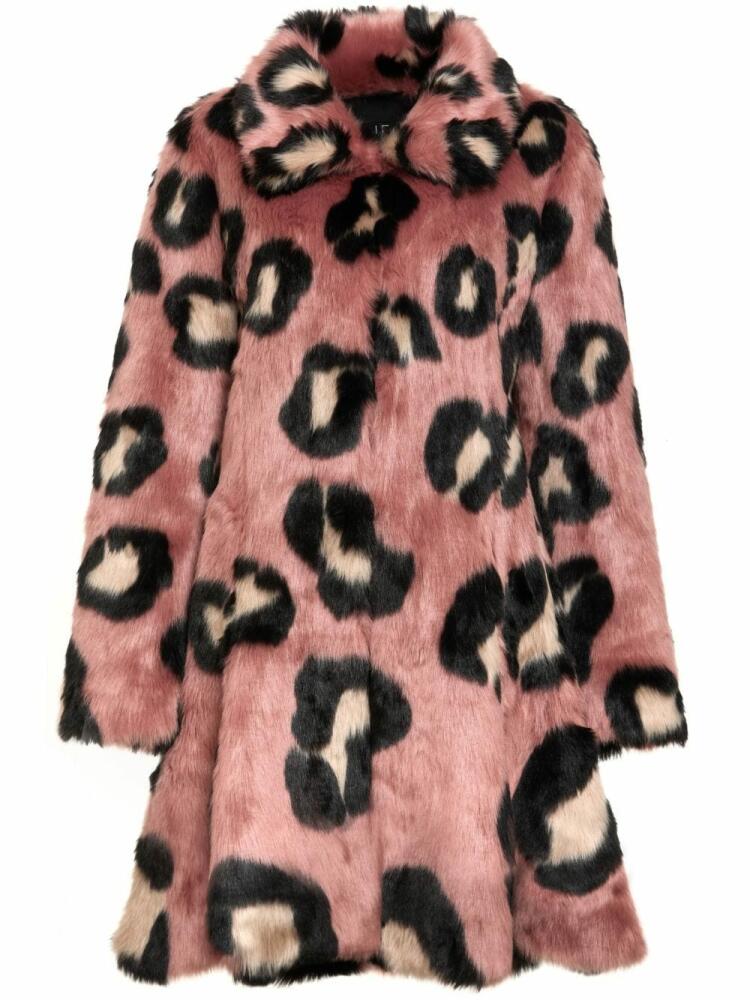 Unreal Fur La Farfalla leopard-motif jacket - Pink Cover