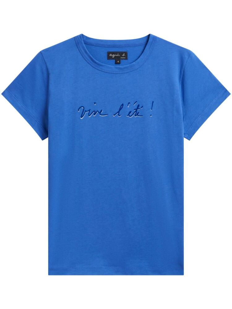 agnès b. slogan-print cotton T-shirt - Blue Cover