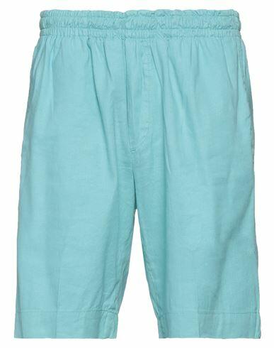 Entre Amis Man Shorts & Bermuda Shorts Turquoise Linen, Cotton, Elastane Cover