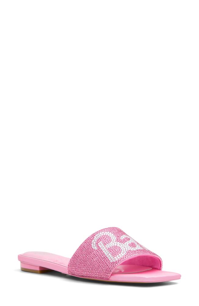 ALDO x Barbie Ville Slide Sandal in Satin Pink Cover