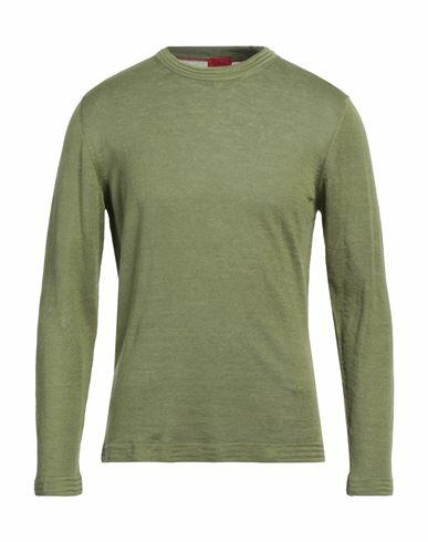 Isaia Man Sweater Military green Linen, Silk Cover