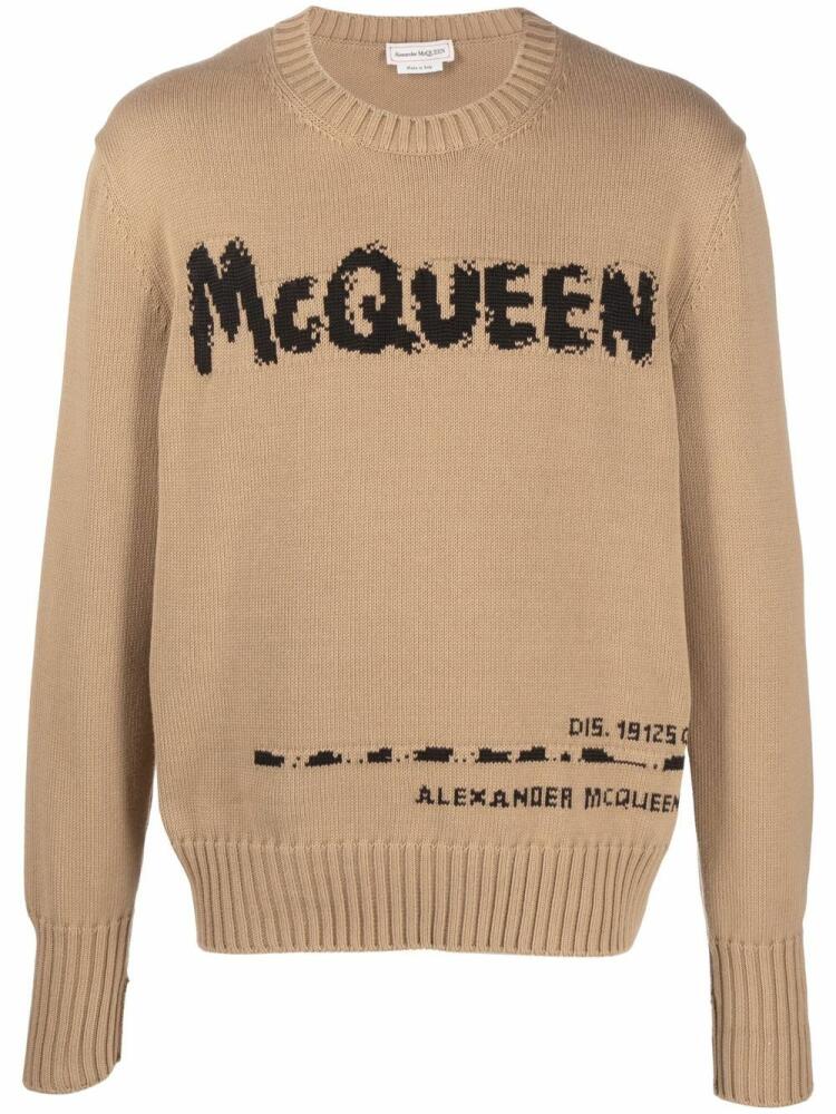 Alexander McQueen logo-print jumper - Neutrals Cover