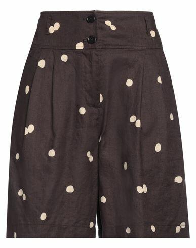 Aspesi Woman Shorts & Bermuda Shorts Dark brown Linen Cover