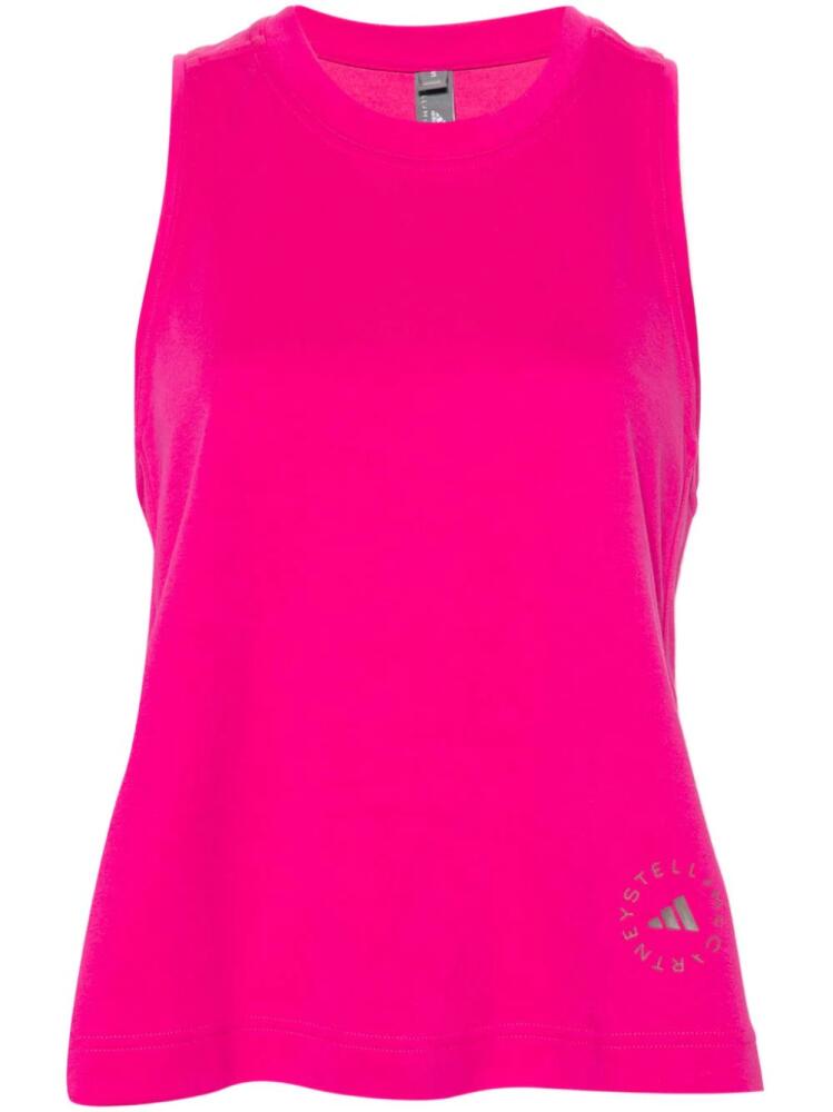 adidas by Stella McCartney logo-print jersey tank top - Pink Cover