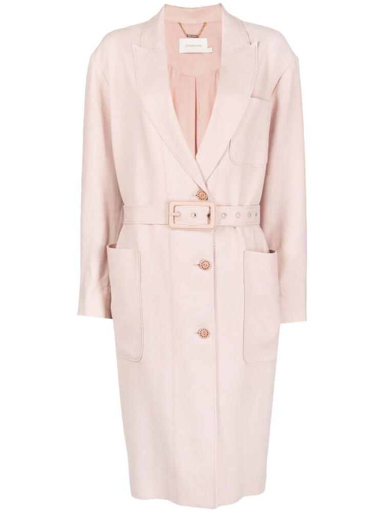 ZIMMERMANN belted button-up coat - Pink Cover