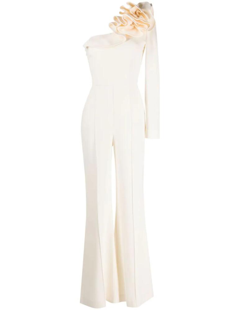 Elie Saab Cady ruffled one-shoulder jumpsuit - White Cover