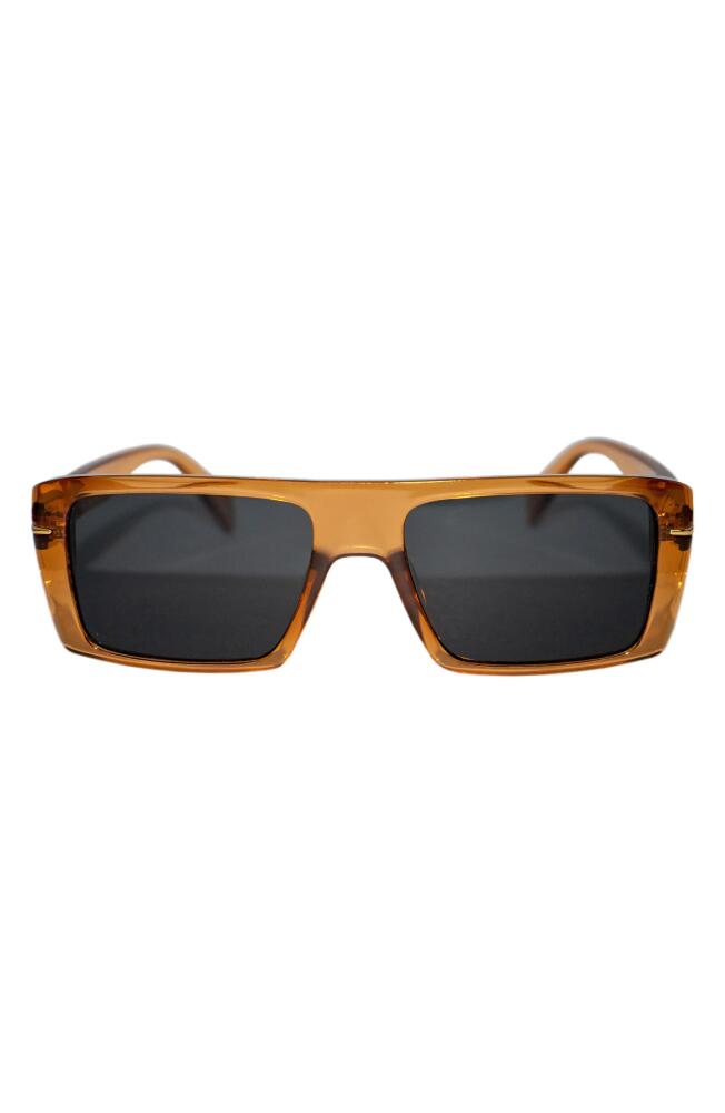 Fifth & Ninth Atlas 54mm Polarized Rectangular Sunglasses in Caramel/Black Cover