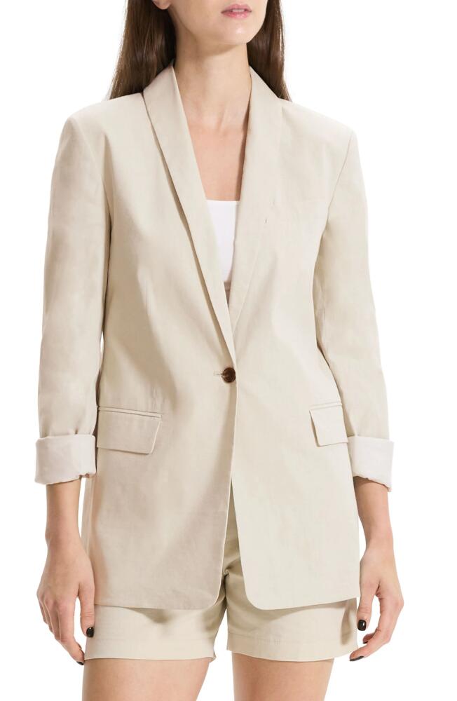 Theory Good Shawl Collar Linen Blend Blazer in Straw Cover