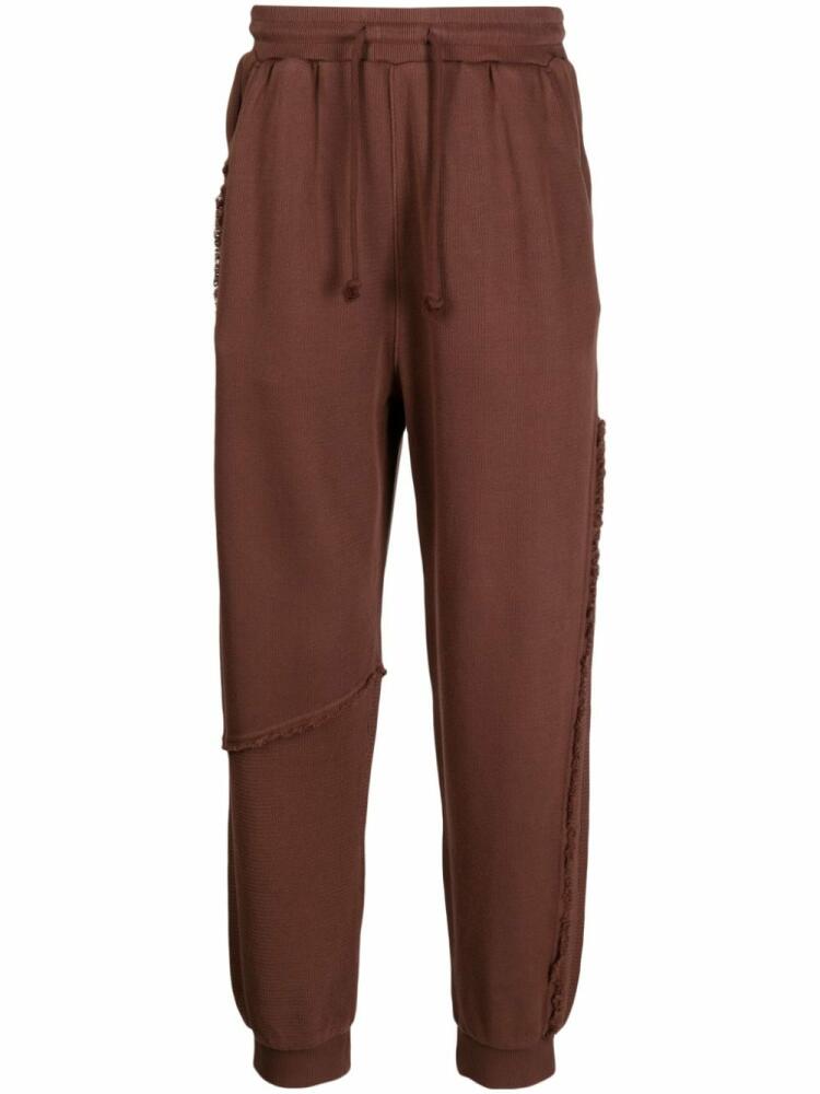 FIVE CM frayed drawstring cotton track pants - Brown Cover