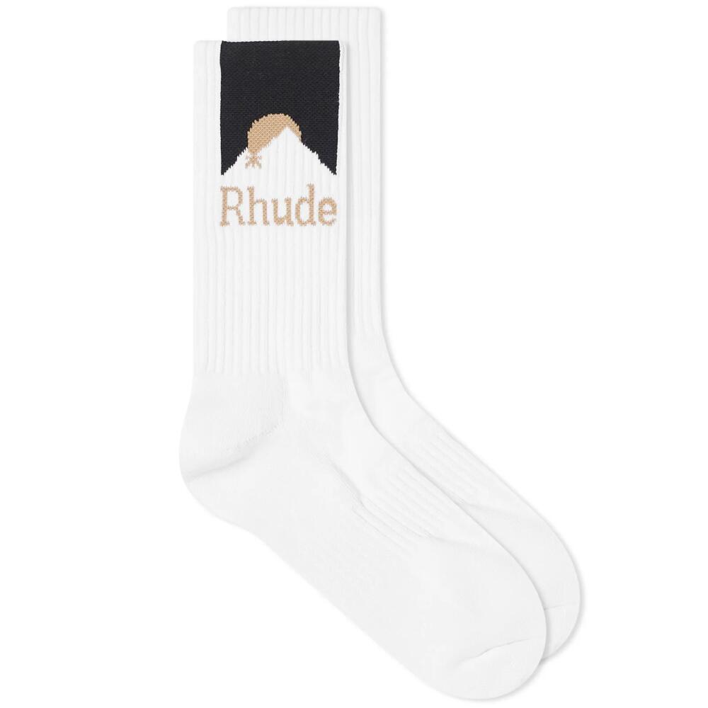 Rhude Men's Moonlight Socks in White/Black/Yellow Cover